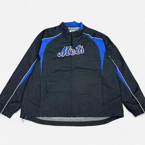 Vintage New York Mets MLB Majestics Zipup black windbreaker Men 2Xl Black